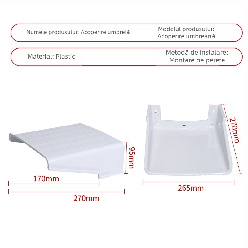 Capac protector pătrat pentru cameră de supraveghere — din plastic, montaj pe perete