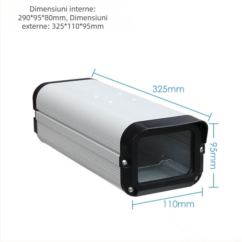 Carcasă pentru cameră de supraveghere, aliaj de aluminiu, pătrat, deschidere laterală, accesorii tip scut (Cod produs: Axt-hz12b-1)