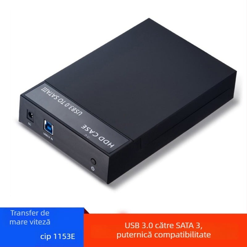 EVLLIE YMH-54 Cutie externă USB 3.0 pentru discuri SATA de 2,5/3,5 inch, Suport până la 8 TB, Viteză de transfer până la 5 Gbps