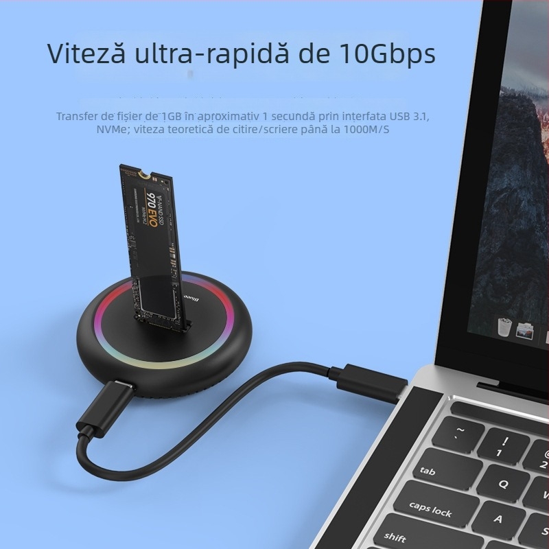 Carcasă SSD M.2 cu dublu protocol NVMe/SATA, USB-C 10Gbps, suport până la 8TB