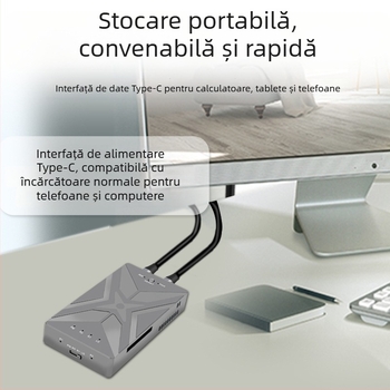 Carcasă RAID pentru M.2 NVMe SSD cu Type-C USB 3.2 Gen2x2, 20Gbps, aliaj de aluminiu, până la 4TB, model PH8586R