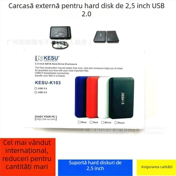Carcasă externă pentru HDD USB 2.0 cu capac push-pull, carcasă ABS, suport 2–4TB, model K-ESU-K103