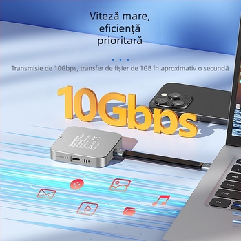 Carcasă M.2 NVMe 2242 cu prindere magnetică, USB-C 10Gbps, până la 2TB, ventilator încorporat, încărcare rapidă PD100W
