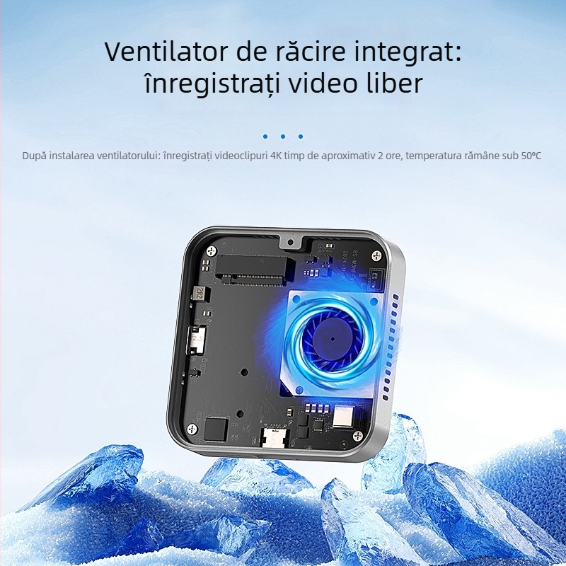 Carcasă M.2 NVMe 2242 cu prindere magnetică, USB-C 10Gbps, până la 2TB, ventilator încorporat, încărcare rapidă PD100W