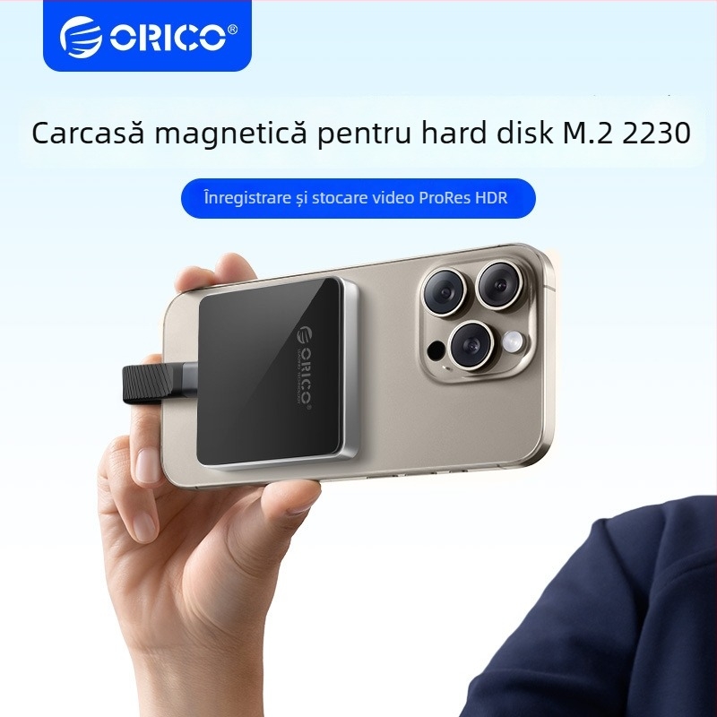 Carcasă externă M.2 SSD USB-C, carcasă din aliaj de aluminiu, suportă până la 2TB, USB-C 10Gbps, compatibil Windows/Mac/Linux/Android, Model ORICO-AP30-G2-BK-BP