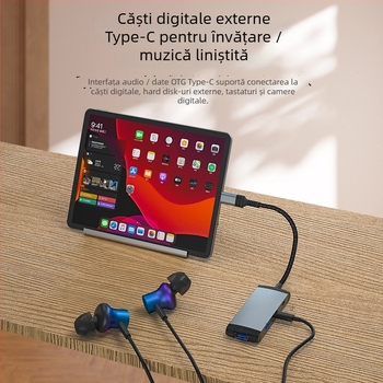 Stația de docking Lightning la USB 3.0 cu încărcare și audio, extensie 4-în-1, interfață Lightning, 480 Mbps, alimentare externă
