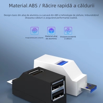 Hub USB 3.0 cu 3 porturi YC-U307, 5Gbps, alimentare prin USB
