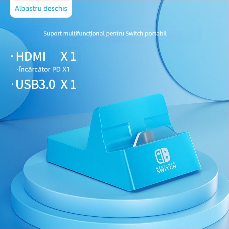 Dock de extindere pentru Nintendo Switch, hub USB-C cu 3 porturi, transfer de 5 Gbps, cablu de 150 mm, alimentare prin USB (fără sursă externă)