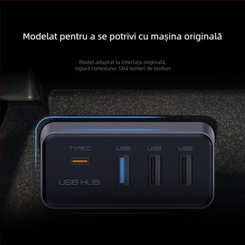 Hub USB 3.0 pentru consola centrală Tesla Model Y și Model 3 actualizat, glove box, 4 porturi USB (Model T22), fără alimentare externă
