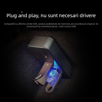 Hub USB 3.0 pentru consola centrală Tesla Model Y și Model 3 actualizat, glove box, 4 porturi USB (Model T22), fără alimentare externă