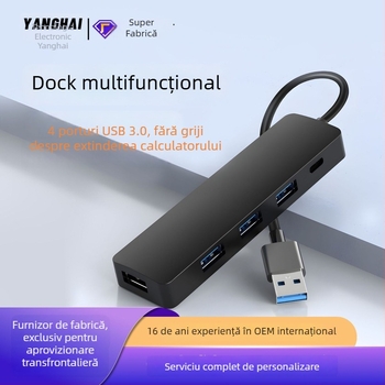 Stație de andocare USB 3.0 5 în 1 cu HDMI 4K60Hz, hub USB cu 3 porturi, cablu 0,15 m, fără alimentare externă