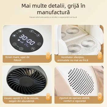 Uscător pliabil pentru animale de companie în cutie de uscare, pentru pisici și cățeluși, model XYhongganxiang, 1000–1199W, 110V, tip braț fix, protecție la supraîncălzire