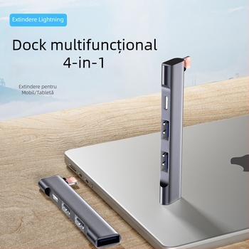 Stație de docking Apple WG-512 cu interfață Lightning, hub de 4 porturi, fără sursă externă de alimentare