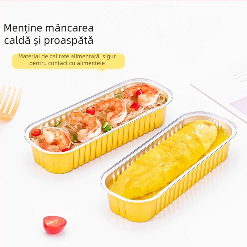 Tavă din folie de aluminiu, o singură utilizare pentru air fryer, dreptunghiulară, îngroșată, pentru coacere brânză și durian – Brand Saizhuo; Material: folie de aluminiu; Ambalare: 1000 buc; Origine: Guangdong