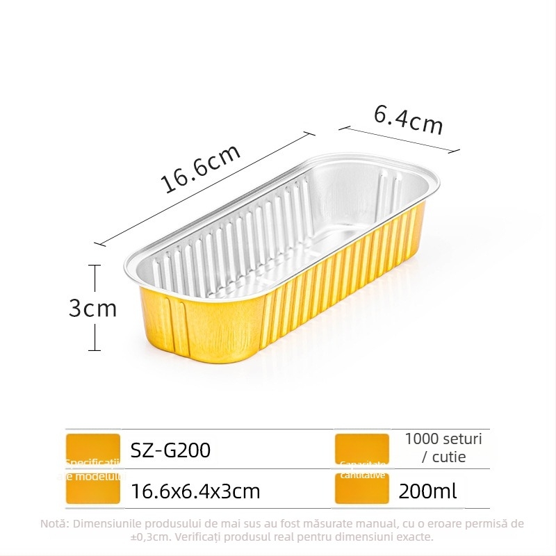 Tavă din folie de aluminiu, o singură utilizare pentru air fryer, dreptunghiulară, îngroșată, pentru coacere brânză și durian – Brand Saizhuo; Material: folie de aluminiu; Ambalare: 1000 buc; Origine: Guangdong