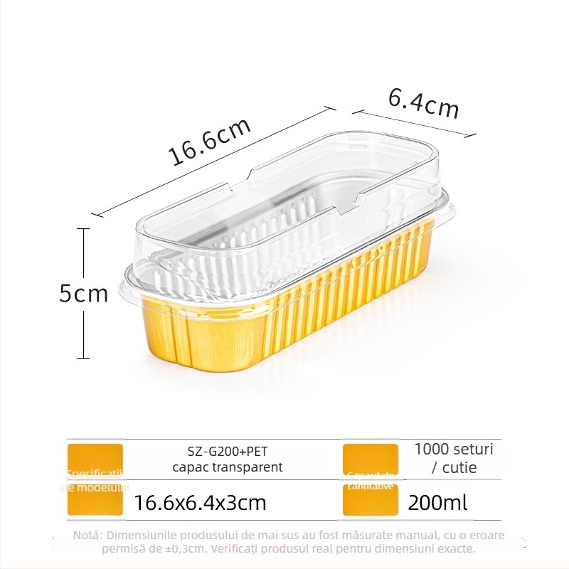 Tavă din folie de aluminiu, o singură utilizare pentru air fryer, dreptunghiulară, îngroșată, pentru coacere brânză și durian – Brand Saizhuo; Material: folie de aluminiu; Ambalare: 1000 buc; Origine: Guangdong