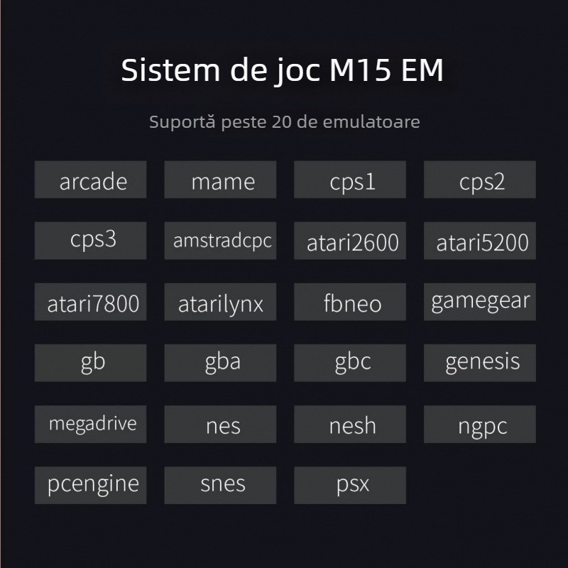 Consolă de jocuri M15 — 64GB memorie, sistem de operare Linux, conectivitate wireless, MP3 player, compatibil PS3, Lansare 2024