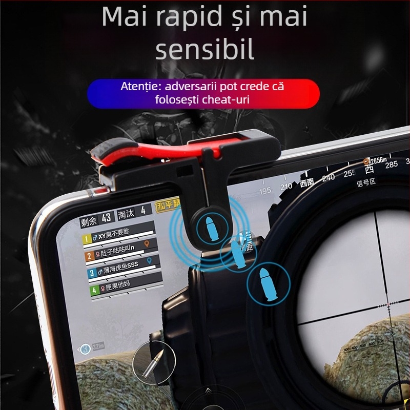 Controler pentru jocuri pe telefonul mobil D9, cu butoane de declanșare și vibrație — carcasă din plastic, compatibil cu telefoane mobile, greutate 0.9