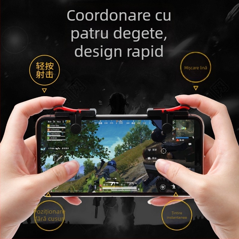 Controler pentru jocuri pe telefonul mobil D9, cu butoane de declanșare și vibrație — carcasă din plastic, compatibil cu telefoane mobile, greutate 0.9