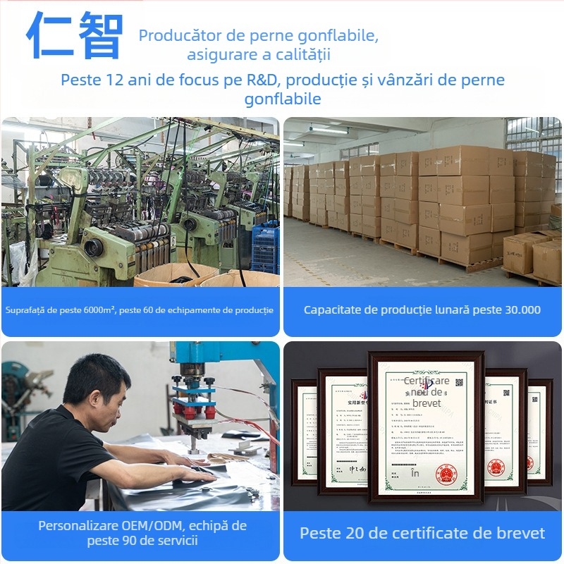 Ai reward me Pernă gonflabilă cu logo personalizat în formă de U pentru gât - pernă de călătorie pentru odihnă, umplută cu aer, nucleu din catifea cristal, greutate sub 0,5 kg