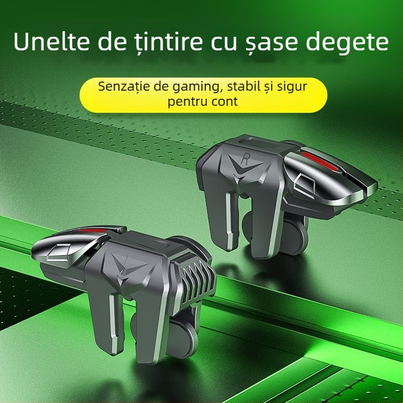 G21 controler de joc mobil, cu legare degetelor în șase și control dual (butoane auxiliare de tragere; interfață PS-2; conexiune wireless; aliaj de aluminiu + ABS; compatibil cu iPhone și Android)