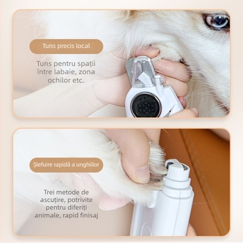 Clește de unghii pentru animale de companie cu LED pentru pisici și câini, fișier pentru unghii și lustruire