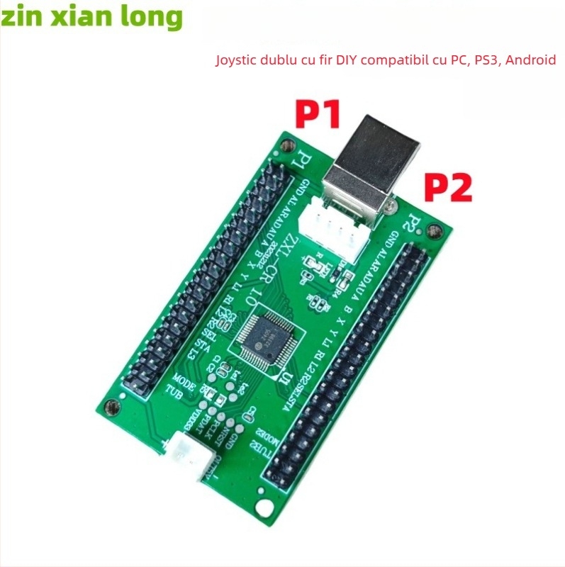Joystick arcade cablat pentru 2 jucători, controler USB, model USB-CR01, carcasă FR4, compatibil PC/PS3/Set-Top Box/Smart TV/Android