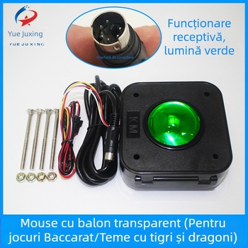 Mare mouse trackball pentru consolă de jocuri, cu bilă transparentă rotundă și control direcțional tip joystick