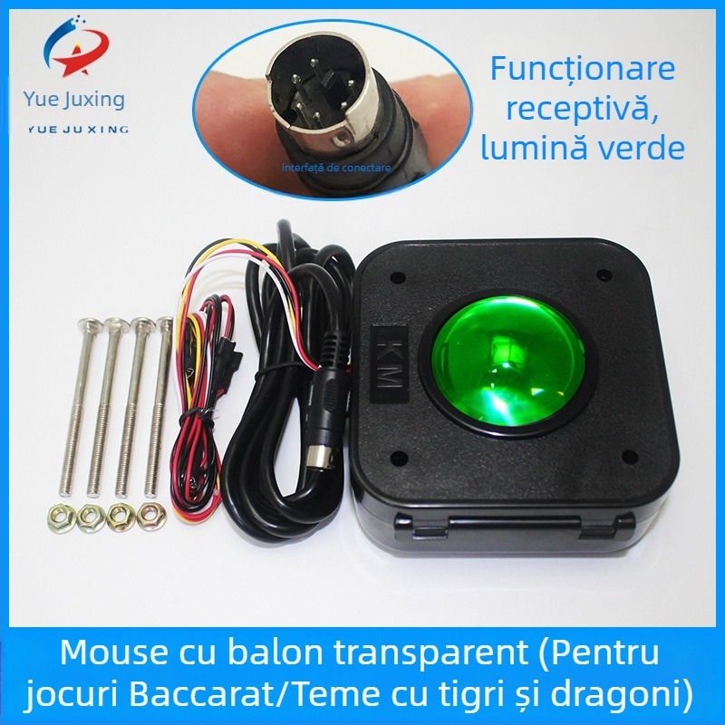 Mare mouse trackball pentru consolă de jocuri, cu bilă transparentă rotundă și control direcțional tip joystick