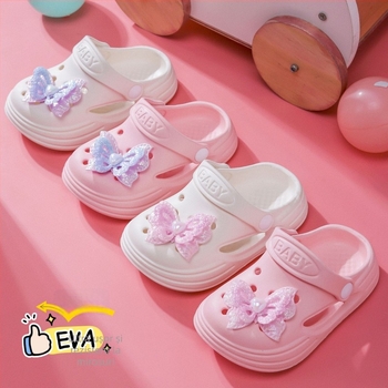 Sandale de vară pentru fete, EVA, slip-on, cu funda, vârf închis, purtare în două moduri, fără căptușeală