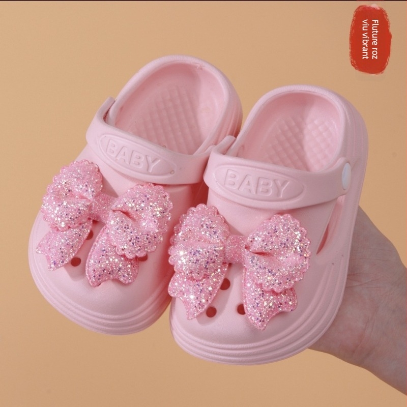 Sandale de vară pentru fete, EVA, slip-on, cu funda, vârf închis, purtare în două moduri, fără căptușeală