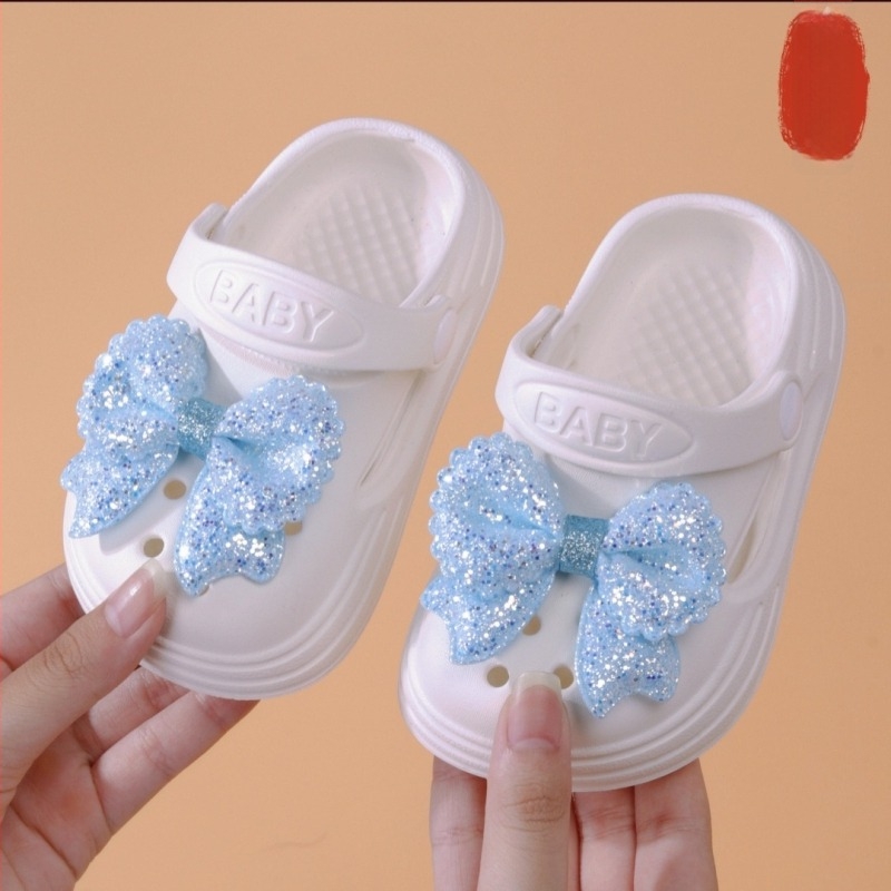 Sandale de vară pentru fete, EVA, slip-on, cu funda, vârf închis, purtare în două moduri, fără căptușeală