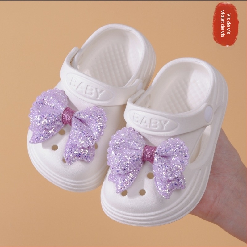 Sandale de vară pentru fete, EVA, slip-on, cu funda, vârf închis, purtare în două moduri, fără căptușeală