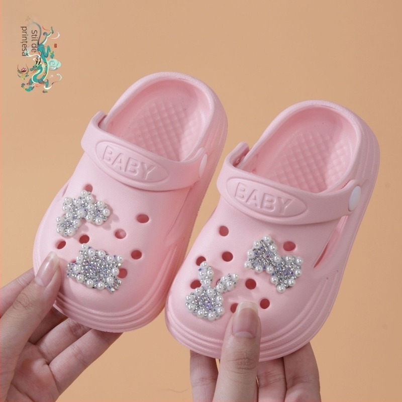 Sandale de vară pentru fete, EVA, slip-on, cu funda, vârf închis, purtare în două moduri, fără căptușeală