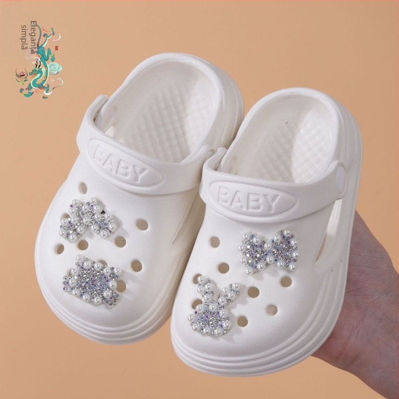 Sandale de vară pentru fete, EVA, slip-on, cu funda, vârf închis, purtare în două moduri, fără căptușeală