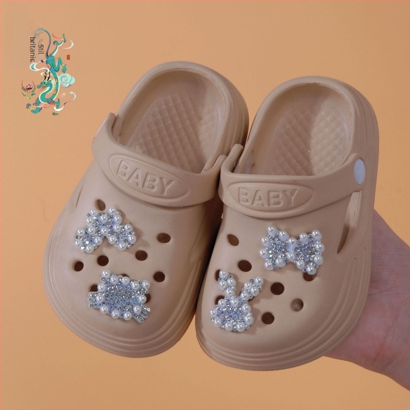 Sandale de vară pentru fete, EVA, slip-on, cu funda, vârf închis, purtare în două moduri, fără căptușeală