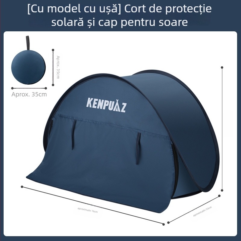 TENTĂ DE PLJAS PORTABILĂ - cu un singur strat, montaj ușor, protecție solară și protecție împotriva vântului; greutate 0,2 kg; cadru din sârmă de oțel; impermeabilă 1000–1500 mm