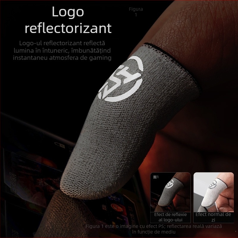 Manșete pentru degete pentru gaming, fibră Ice Silk Fiber, anti-transpirație și anti-alunecare, ultra-subțire, tehnologie tricotată, pentru ecrane tactile telefoane/tablete