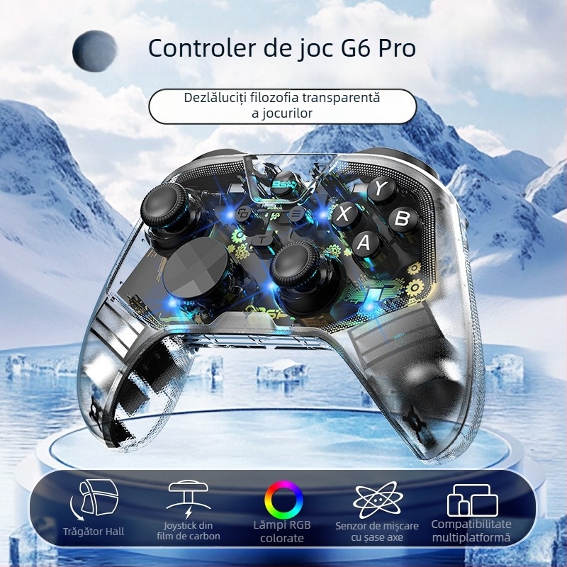 G6PRO controler de joc Bluetooth cu declanșatoare Hall-Effect și joystick din film carbon, compatibil PC, iOS, Android și Nintendo Switch