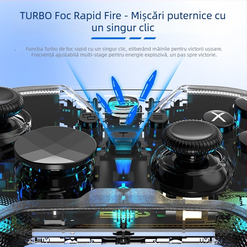 G6PRO controler de joc Bluetooth cu declanșatoare Hall-Effect și joystick din film carbon, compatibil PC, iOS, Android și Nintendo Switch