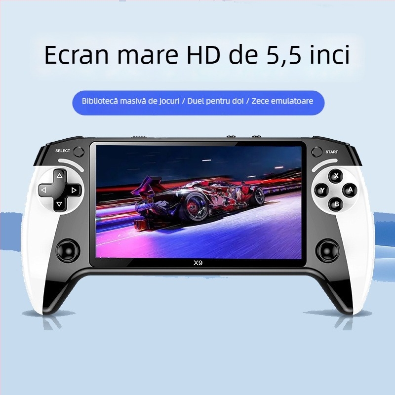 Consolă portabilă X9 cu 8 emulatoare, 64/128GB memorie, conexiune wireless, jack audio 3,5mm, ieșire 720p