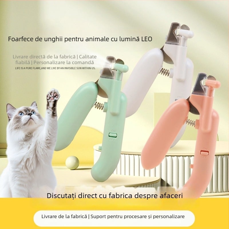 Clește pentru unghii de pisică cu iluminare LED pentru prevenirea tăierilor - unelte de îngrijire pentru animale de companie