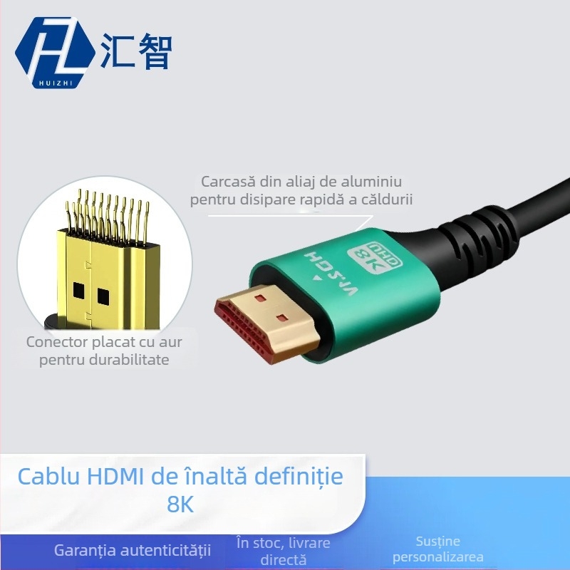 Cablu HDMI 2.1 8K, din aliaj placat cu aur, lungimi 1,15 m / 2,3 m / 5,1 m / 15,2 m, suport splitter HDMI/transfer