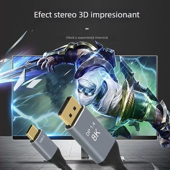 Cablu Type-C la DisplayPort, 8K120Hz, cu conductor din cupru, pentru PC/monitor TV