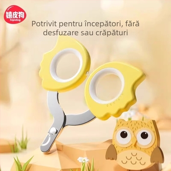 Clește de unghii pentru pisici și câini cu design bufniță, unelte de îngrijire pentru începători, fișier de unghii inclus