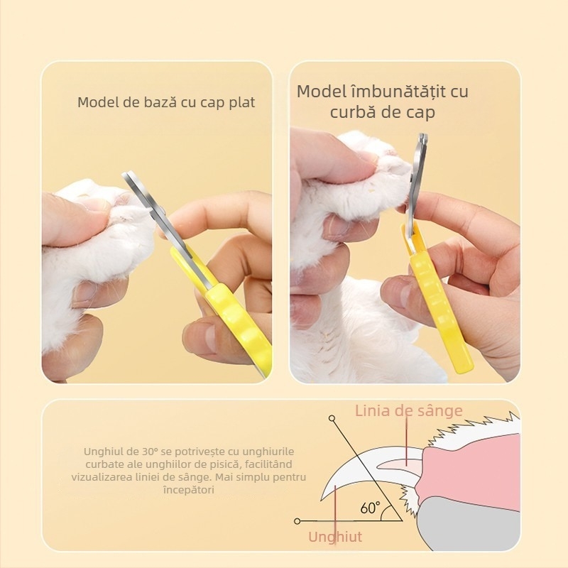 Clește de unghii pentru pisici și câini cu design bufniță, unelte de îngrijire pentru începători, fișier de unghii inclus
