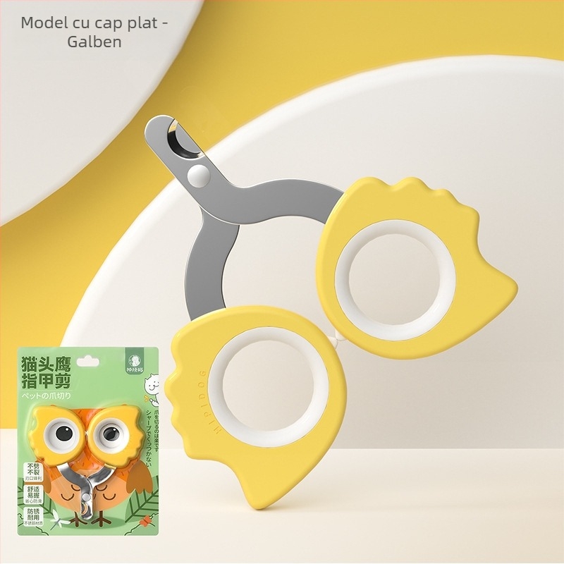 Clește de unghii pentru pisici și câini cu design bufniță, unelte de îngrijire pentru începători, fișier de unghii inclus