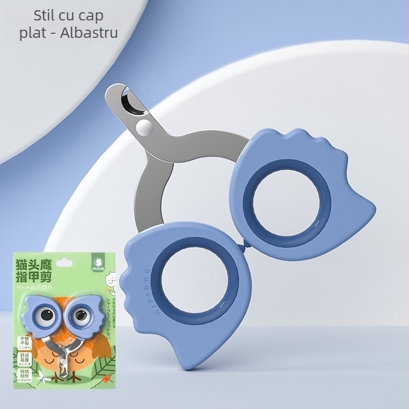 Clește de unghii pentru pisici și câini cu design bufniță, unelte de îngrijire pentru începători, fișier de unghii inclus