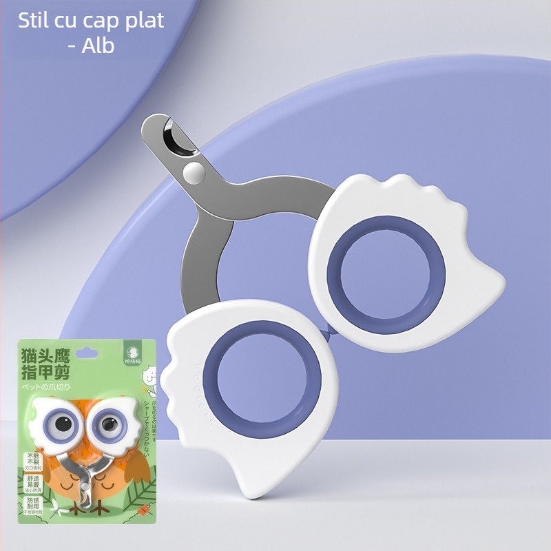Clește de unghii pentru pisici și câini cu design bufniță, unelte de îngrijire pentru începători, fișier de unghii inclus
