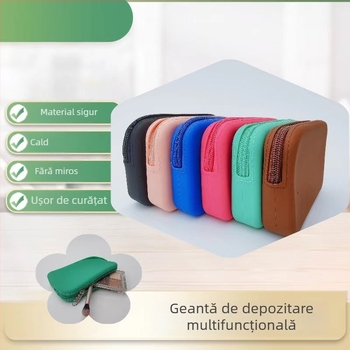 Portofel silicon pentru monede și depozitare, organizator multifuncțional pentru cosmetică și accesorii, rezistent la apă și praf, unisex, pentru utilizare zilnică (Silicon; rezistent la apă și praf; unisex; utilizare zilnică)